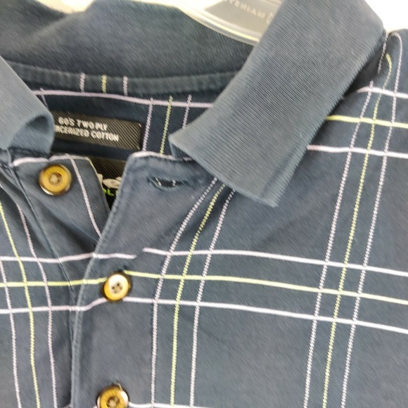 Bolle Men's Polo Shirt Golf Blue Plaid Size Large - Picture 3 of 10